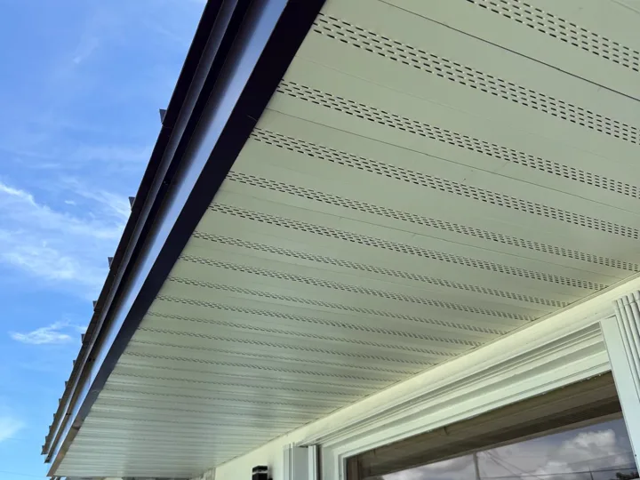 Finished perforated soffit panels