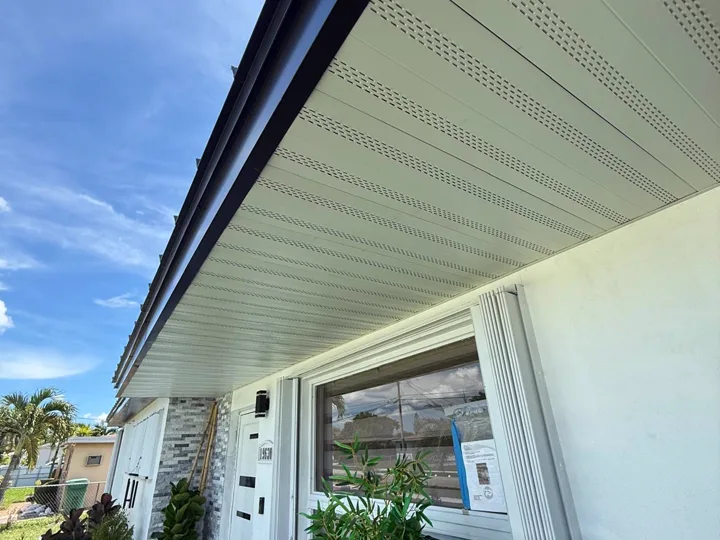 White soffit detail at the eaves